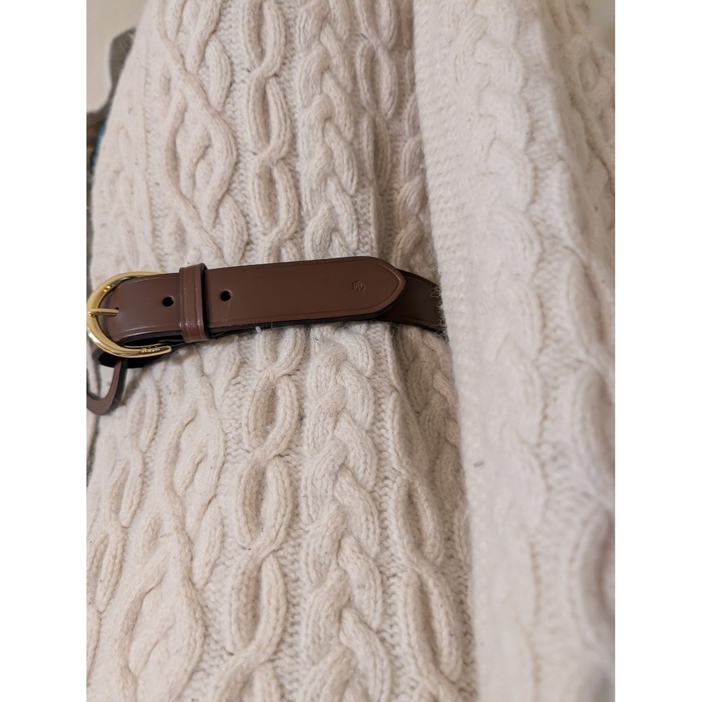 Lauren Ralph Vachetta Tri-Strap Leather Brown Equestrian Horsebit Belt Size 2X - Picture 3 of 8